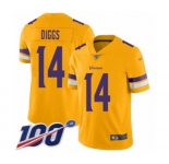 Men's Minnesota Vikings #14 Stefon Diggs Limited Gold Inverted Legend 100th Season Football Jersey