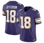 Men's Minnesota Vikings #18 Justin Jefferson Purple 2026 F.U.S.E. Throwback With 4-Star C Patch Vapor Untouchable Limited Football Stitched Jersey