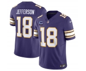 Men's Minnesota Vikings #18 Justin Jefferson Purple 2026 F.U.S.E. Throwback With 4-Star C Patch Vapor Untouchable Limited Football Stitched Jersey