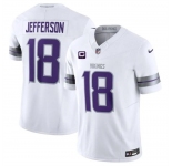 Men's Minnesota Vikings #18 Justin Jefferson White 2024 F.U.S.E. With 2-Star C Patch Winter Warrior Limited Stitched Jersey