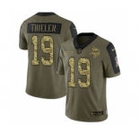 Men's Minnesota Vikings #19 Adam Thielen 2021 Olive Camo Salute To Service Limited Stitched Football Jersey