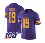 Men's Minnesota Vikings #19 Adam Thielen Limited Purple Rush Vapor Untouchable 100th Season Football Jersey