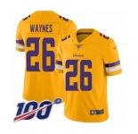 Men's Minnesota Vikings #26 Trae Waynes Limited Gold Inverted Legend 100th Season Football Jersey