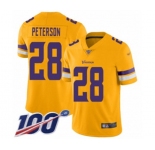 Men's Minnesota Vikings #28 Adrian Peterson Limited Gold Inverted Legend 100th Season Football Jersey