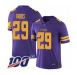 Men's Minnesota Vikings #29 Xavier Rhodes Limited Purple Rush Vapor Untouchable 100th Season Football Jersey