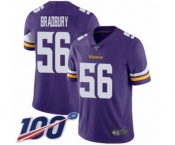 Men's Minnesota Vikings #56 Garrett Bradbury Purple Team Color Vapor Untouchable Limited Player 100th Season Football Jersey