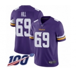 Men's Minnesota Vikings #69 Rashod Hill Purple Team Color Vapor Untouchable Limited Player 100th Season Football Jersey