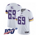 Men's Minnesota Vikings #69 Rashod Hill White Vapor Untouchable Limited Player 100th Season Football Jersey