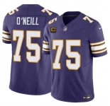 Men's Minnesota Vikings #75 Brian O'Neill Purple 2026 F.U.S.E. 4-Star C Patch Vapor Untouchable Throwback Limited Football Stitched Jersey