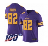 Men's Minnesota Vikings #82 Kyle Rudolph Limited Purple Rush Vapor Untouchable 100th Season Football Jersey