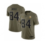 Men's Minnesota Vikings #84 Randy Moss 2022 Olive Salute To Service Limited Stitched Jersey
