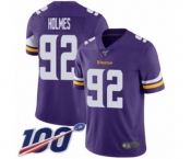 Men's Minnesota Vikings #92 Jalyn Holmes Purple Team Color Vapor Untouchable Limited Player 100th Season Football Jersey
