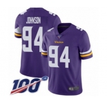 Men's Minnesota Vikings #94 Jaleel Johnson Purple Team Color Vapor Untouchable Limited Player 100th Season Football Jersey