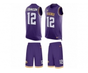 Men's Nike Minnesota Vikings #12 Charles Johnson Limited Purple Tank Top Suit NFL Jersey