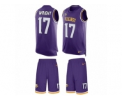 Men's Nike Minnesota Vikings #17 Jarius Wright Limited Purple Tank Top Suit NFL Jersey