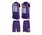 Men's Nike Minnesota Vikings #18 Jeff Locke Limited Purple Tank Top Suit NFL Jersey