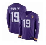 Men's Nike Minnesota Vikings #19 Adam Thielen Limited Purple Therma Long Sleeve NFL Jersey