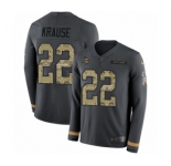 Men's Nike Minnesota Vikings #22 Paul Krause Limited Black Salute to Service Therma Long Sleeve NFL Jersey