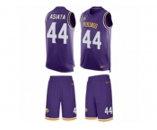 Men's Nike Minnesota Vikings #44 Matt Asiata Limited Purple Tank Top Suit NFL Jersey