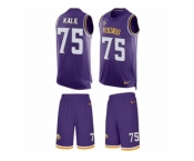 Men's Nike Minnesota Vikings #75 Matt Kalil Limited Purple Tank Top Suit NFL Jersey