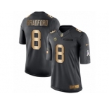 Men's Nike Minnesota Vikings #8 Sam Bradford Limited Black Gold Salute to Service NFL Jersey