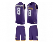 Men's Nike Minnesota Vikings #8 Sam Bradford Limited Purple Tank Top Suit NFL Jersey