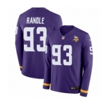 Men's Nike Minnesota Vikings #93 John Randle Limited Purple Therma Long Sleeve NFL Jersey