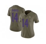 Women Nike Minnesota Vikings #14 Stefon Diggs Olive Stitched NFL Limited 2017 Salute to Service Jersey