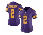 Women Nike Minnesota Vikings #2 Kai Forbath Limited Purple Rush Vapor Untouchable NFL Jersey