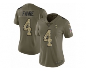 Women Nike Minnesota Vikings #4 Brett Favre Limited Olive Camo 2017 Salute to Service NFL Jersey