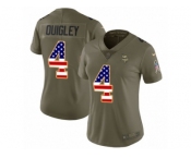 Women Nike Minnesota Vikings #4 Ryan Quigley Limited Olive USA Flag 2017 Salute to Service NFL Jersey