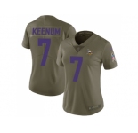 Women Nike Minnesota Vikings #7 Case Keenum Olive Stitched NFL Limited 2017 Salute to Service Jersey