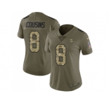 Women Nike Minnesota Vikings #8 Kirk Cousins Olive Camo Stitched NFL Limited 2017 Salute to Service Jersey