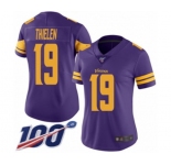 Women's Minnesota Vikings #19 Adam Thielen Limited Purple Rush Vapor Untouchable 100th Season Football Jersey
