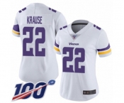 Women's Minnesota Vikings #22 Paul Krause White Vapor Untouchable Limited Player 100th Season Football Jersey