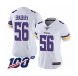 Women's Minnesota Vikings #56 Garrett Bradbury White Vapor Untouchable Limited Player 100th Season Football Jersey