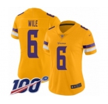 Women's Minnesota Vikings #6 Matt Wile Limited Gold Inverted Legend 100th Season Football Jersey