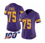 Women's Minnesota Vikings #75 Brian O'Neill Limited Purple Rush Vapor Untouchable 100th Season Football Jersey
