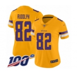 Women's Minnesota Vikings #82 Kyle Rudolph Limited Gold Inverted Legend 100th Season Football Jersey