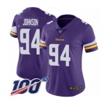 Women's Minnesota Vikings #94 Jaleel Johnson Purple Team Color Vapor Untouchable Limited Player 100th Season Football Jersey