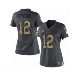 Women's Nike Minnesota Vikings #12 Charles Johnson Limited Black 2016 Salute to Service NFL Jersey