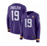 Women's Nike Minnesota Vikings #19 Adam Thielen Limited Purple Therma Long Sleeve NFL Jersey