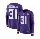 Women's Nike Minnesota Vikings #31 Ameer Abdullah Limited Purple Therma Long Sleeve NFL Jersey