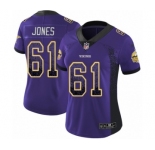 Women's Nike Minnesota Vikings #61 Brett Jones Limited Purple Rush Drift Fashion NFL Jersey