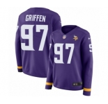 Women's Nike Minnesota Vikings #97 Everson Griffen Limited Purple Therma Long Sleeve NFL Jersey