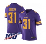 Youth Minnesota Vikings #31 Ameer Abdullah Limited Purple Rush Vapor Untouchable 100th Season Football Jersey
