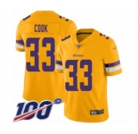 Youth Minnesota Vikings #33 Dalvin Cook Limited Gold Inverted Legend 100th Season Football Jersey