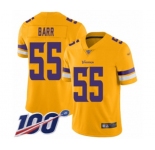 Youth Minnesota Vikings #55 Anthony Barr Limited Gold Inverted Legend 100th Season Football Jersey