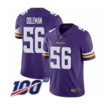 Youth Minnesota Vikings #56 Chris Doleman Purple Team Color Vapor Untouchable Limited Player 100th Season Football Jersey