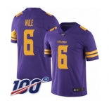 Youth Minnesota Vikings #6 Matt Wile Limited Purple Rush Vapor Untouchable 100th Season Football Jersey